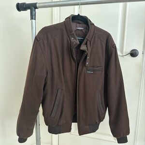 Wool blend Vintage Members Only Lined Espresso Brown Bomber Racer Jacket size 40
